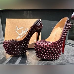 Christian Louboutin platform, spike, burgundy heels. Size 41